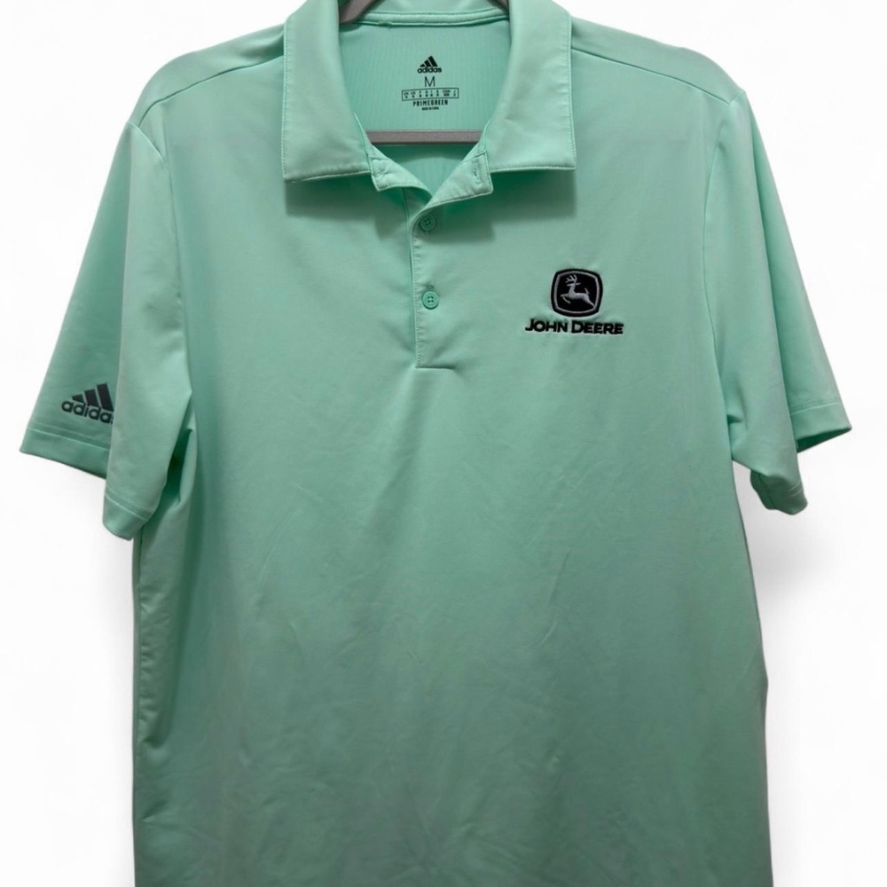 Adidas Men's Mint Green John Deere Polo Golf Shirt